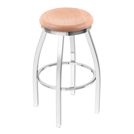 Holland Bar Stool Co 25" Swivel Counter Stool, Chrome Finish, Nat Oak Seat 80225CHNatOak